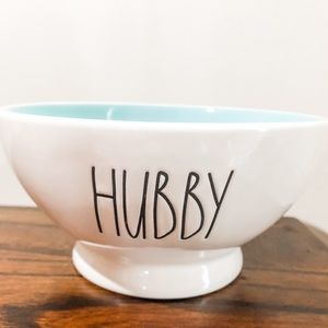 Rae Dunn “Hubby” bowl with blue interior